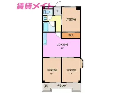 メゾンマリーナ(3LDK/2階)の間取り写真