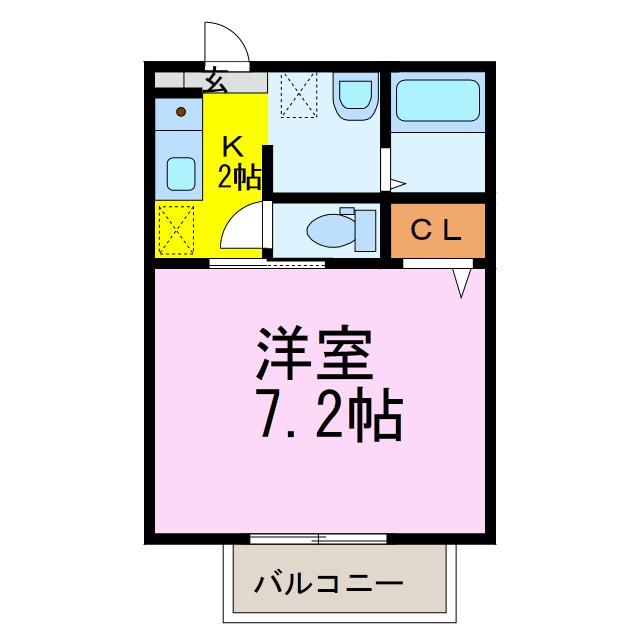 セントポーリア(1K/1階)の間取り写真
