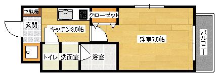 モリナガビル(1K/2階)の間取り写真