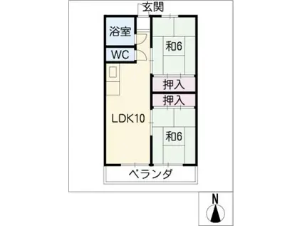 白龍ビル(2LDK/4階)の間取り写真
