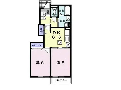 レジデンスコンフォルトII(2DK/1階)の間取り写真