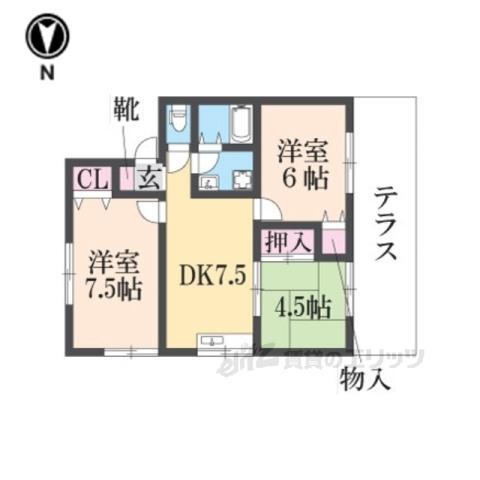 ボナミ田中ハイツ(3DK/1階)の間取り写真