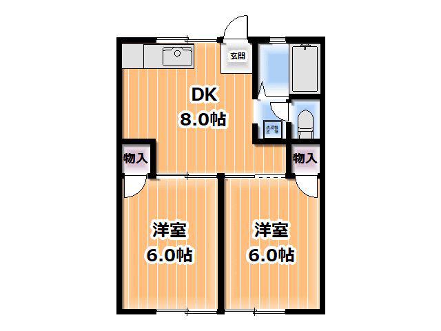 平沢ハイツ(2DK/1階)の間取り写真