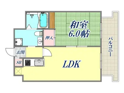 ウィズ・ユー西宮(1DK/4階)の間取り写真