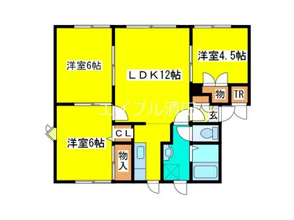 メイユール喜寿E-1(3LDK/1階)の間取り写真