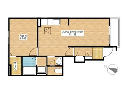 リクソーレII(1LDK/1階)の間取り写真