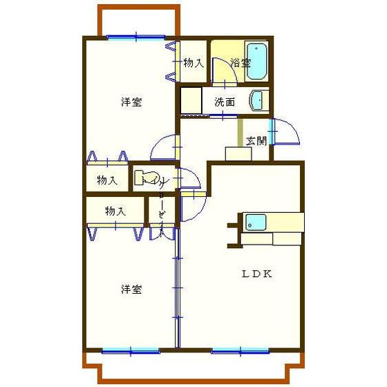 アムール高田(2LDK/3階)の間取り写真