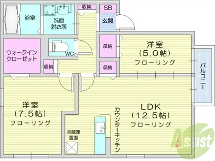 プロヴァンス台原(2LDK/1階)の間取り写真