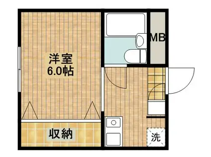 リバティーK(1K/1階)の間取り写真