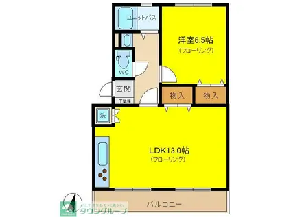 サニーハイツ土方(1LDK/2階)の間取り写真