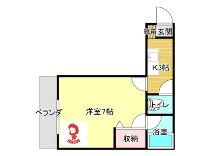 東谷山202号(1K/2階)の間取り写真