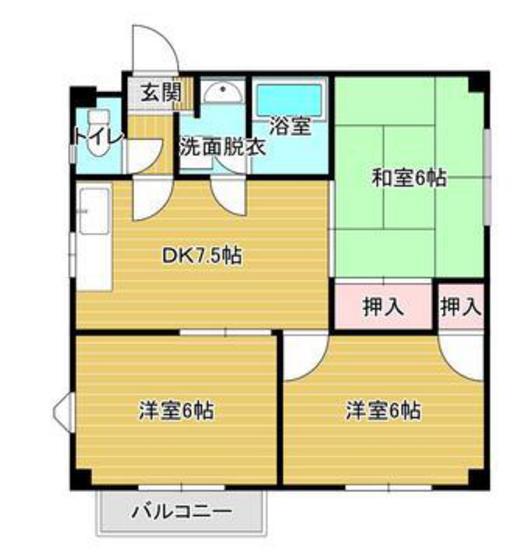 深山マンション(3DK/3階)の間取り写真
