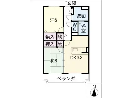 エクセルシオール(2DK/3階)の間取り写真