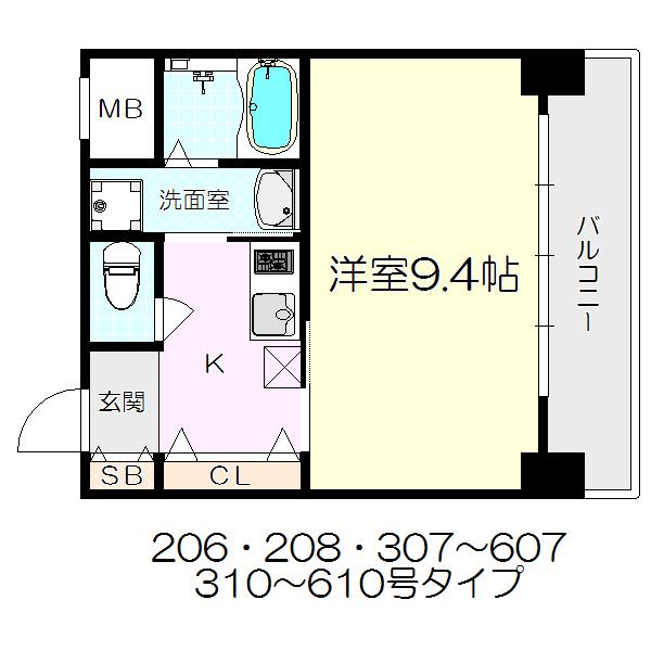 ラ・コピエ南塚口(1K/2階)の間取り写真