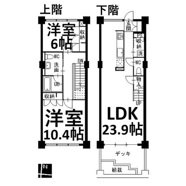 トランセット覚王山(2LDK/1階)の間取り写真