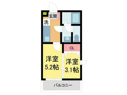 BASE青木(1DK/1階)の間取り写真