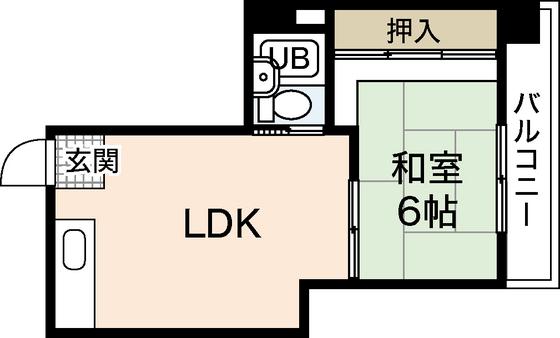 太陽堂ビル(1LDK/2階)の間取り写真