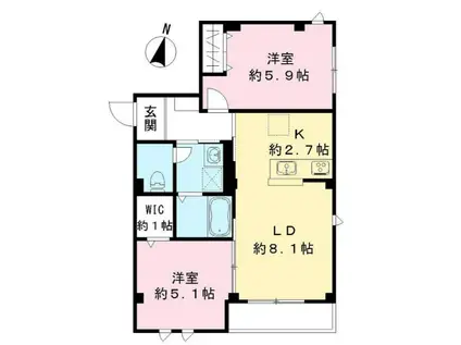 仮称エルキュ―ル東品川(2LDK/1階)の間取り写真