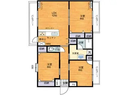 レアールマンションソレイユ(3LDK/1階)の間取り写真