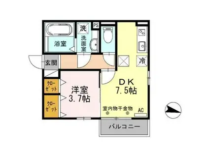 よろづや5 B(1DK/1階)の間取り写真