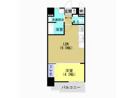 加治屋町MSH(1LDK/9階)の間取り写真