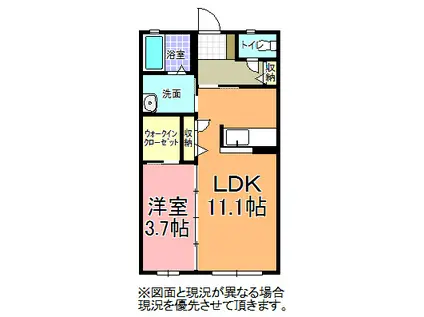 グレイス小山(1LDK/1階)の間取り写真