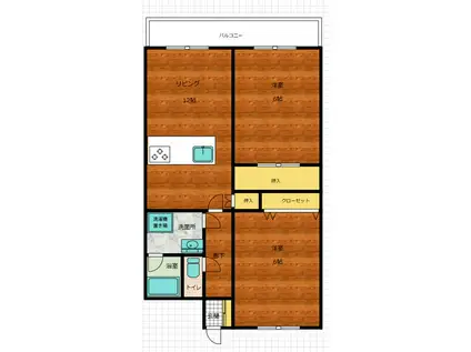 エクセル野田(2LDK/2階)の間取り写真