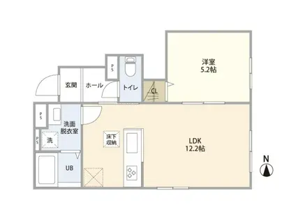 リーブルファイン三郷鷹野II(1LDK/1階)の間取り写真