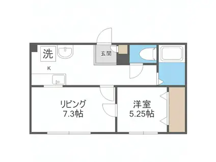 第3澄川銀座パレス(1LDK/4階)の間取り写真