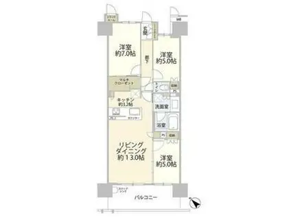 セントアイナ藤が丘(3LDK/14階)の間取り写真