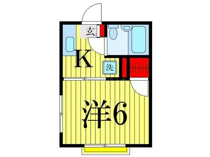 シティハイム福岡(1K/2階)の間取り写真