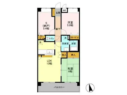 アバンドーネ高橋(2SLDK/3階)の間取り写真