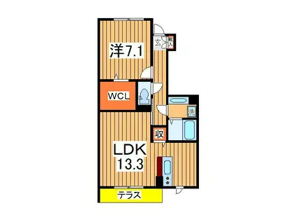 エクセレントヒル2(1LDK/1階)の間取り写真