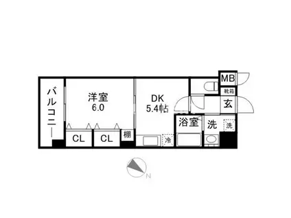 グロースメゾン博多山王(1DK/8階)の間取り写真