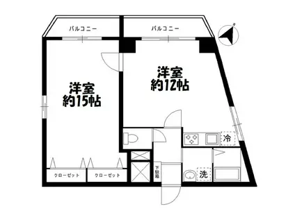 かすがマンション初台(1LDK/1階)の間取り写真
