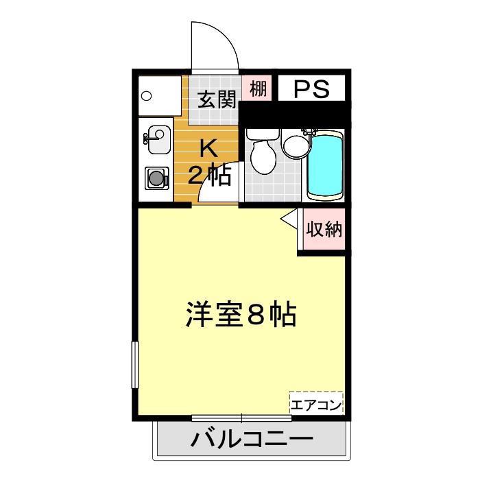 コーポ山の田東(1K/2階)の間取り写真