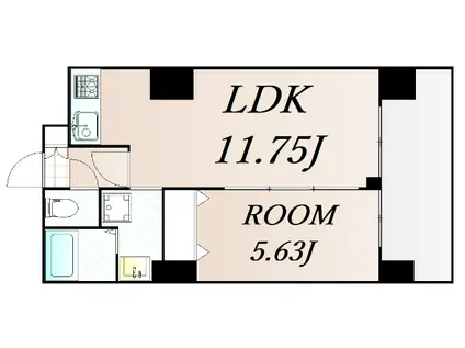 ノルデンタワー新大阪プレミアム(1LDK/13階)の間取り写真