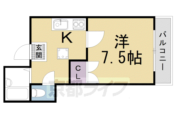 CUORE(1K/4階)の間取り写真