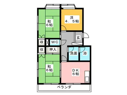 愛鷹マンション(3DK/2階)の間取り写真