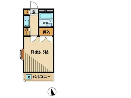 土方マンション(1K/2階)の間取り写真