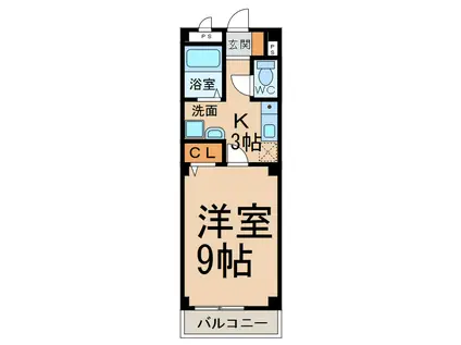 エスペランサ花水木(1K/1階)の間取り写真