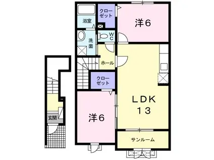 シャルマン(2LDK/2階)の間取り写真
