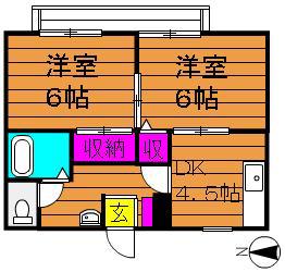 グリーンガーデン酒津(2DK/1階)の間取り写真