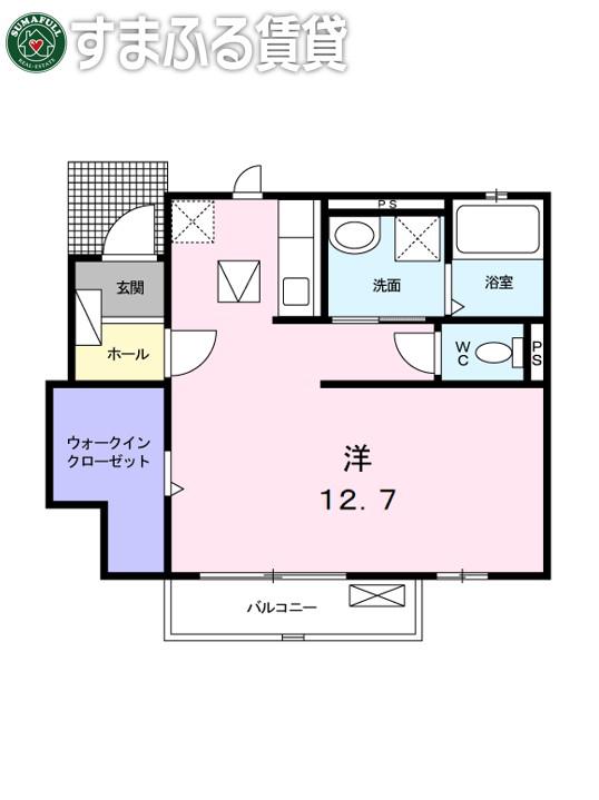 ニコ ヴィラージュB(ワンルーム/1階)の間取り写真