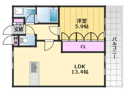 グリン・ゲイブルス(1LDK/2階)の間取り写真