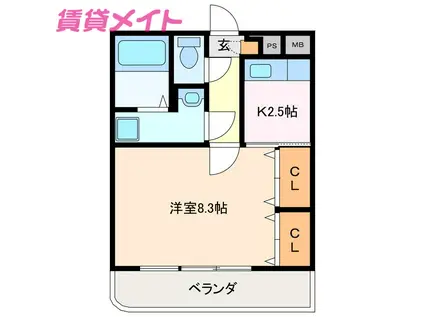 エマーブル矢橋(1K/3階)の間取り写真