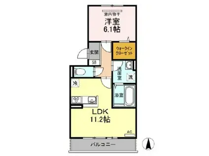 コートヴィレッジ東浦(1LDK/2階)の間取り写真