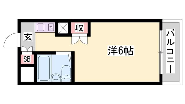 スカイコート姫路(1K/2階)の間取り写真