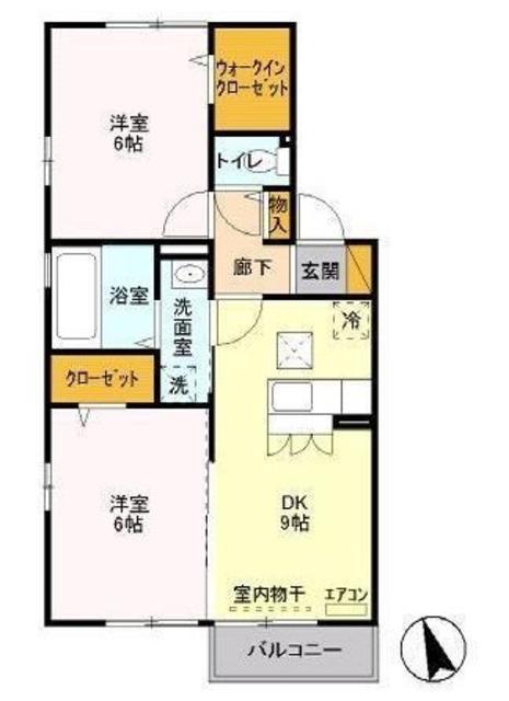 シャルマン市川(2DK/1階)の間取り写真