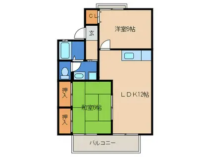 セジュール エスポアール(2LDK/2階)の間取り写真